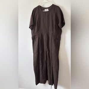Vintage Flax by Jeanne Engelhart Lithuanian Linen Short Sleeve Maxi Dress